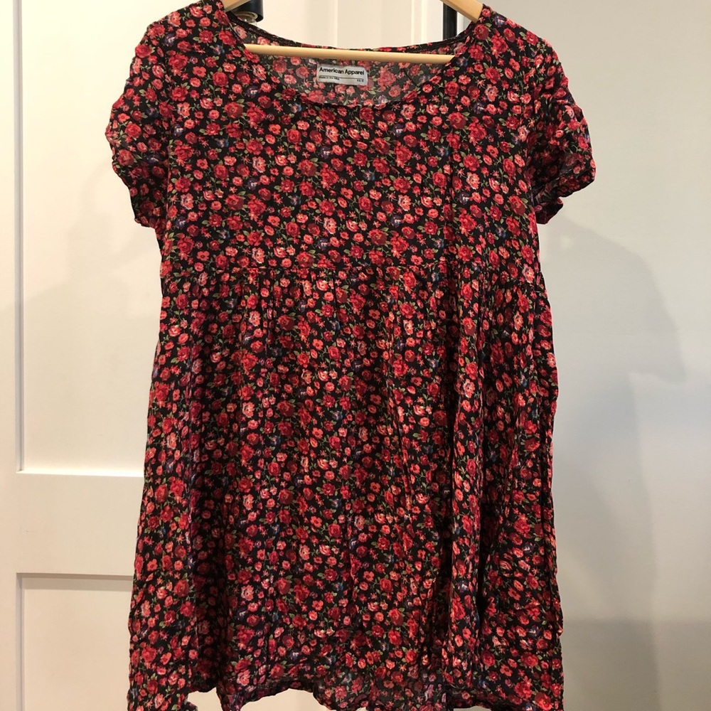 American Apparel Floral Rayon Babydoll Dress